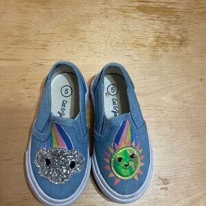 Cat & Jack Blue and Silver Sneakers with Playful Designs